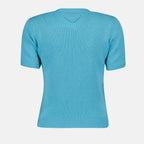 Image of Blue Short Sleeve Sweater by Prada for Women - Season Autumn-Winter 2024 - Product detail view 1