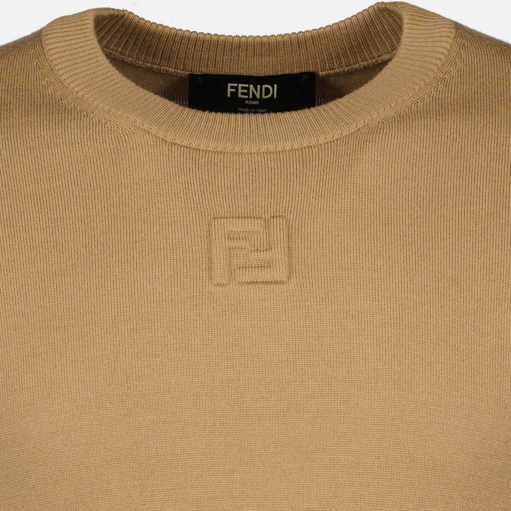 Image of Brown Wool Sweater by Fendi for Men - Season Autumn-Winter 2025 - Detail View 2