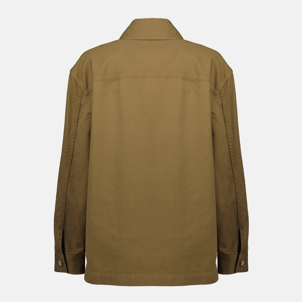 Saint Laurent shirt, gabardine shirt, khaki shirt, cotton linen shirt, women's fashion