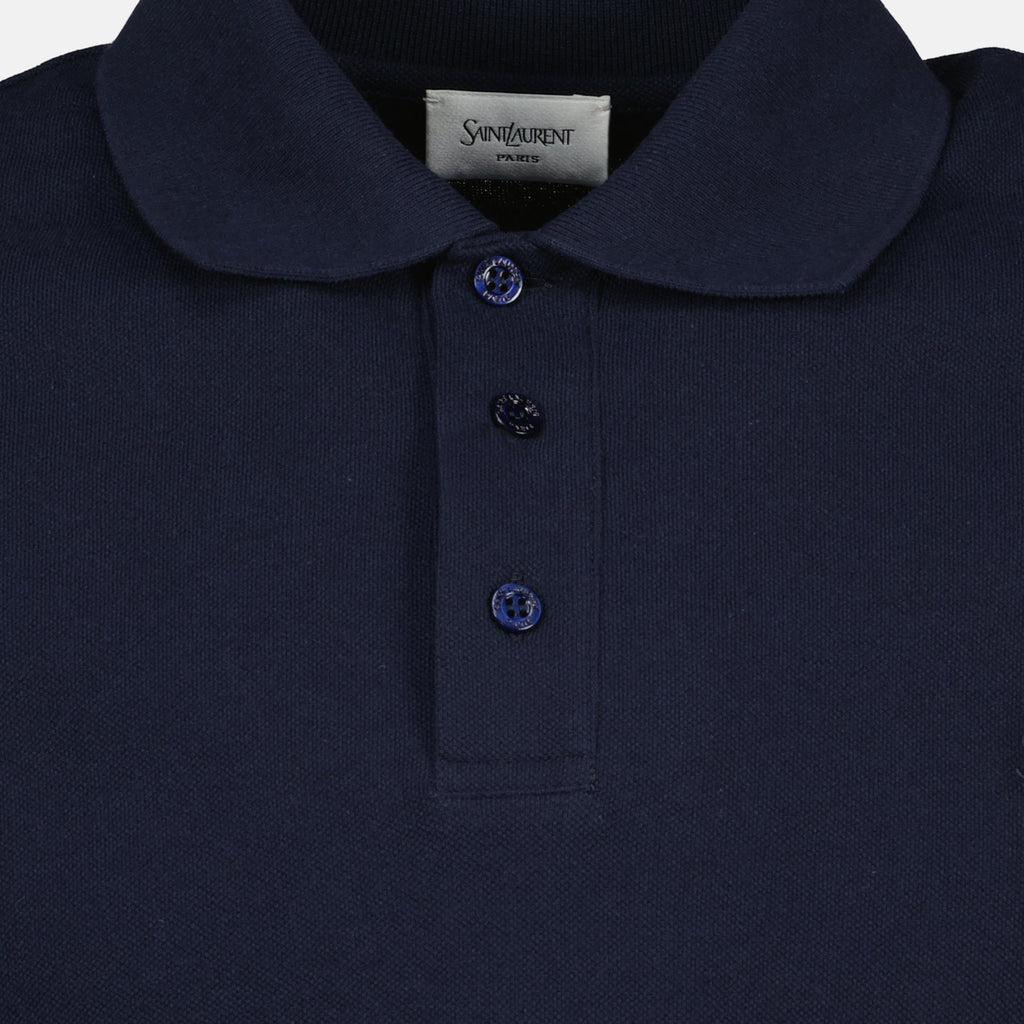 Saint Laurent polo, Cassandre polo, pique cotton polo, navy polo shirt, men's casual wear