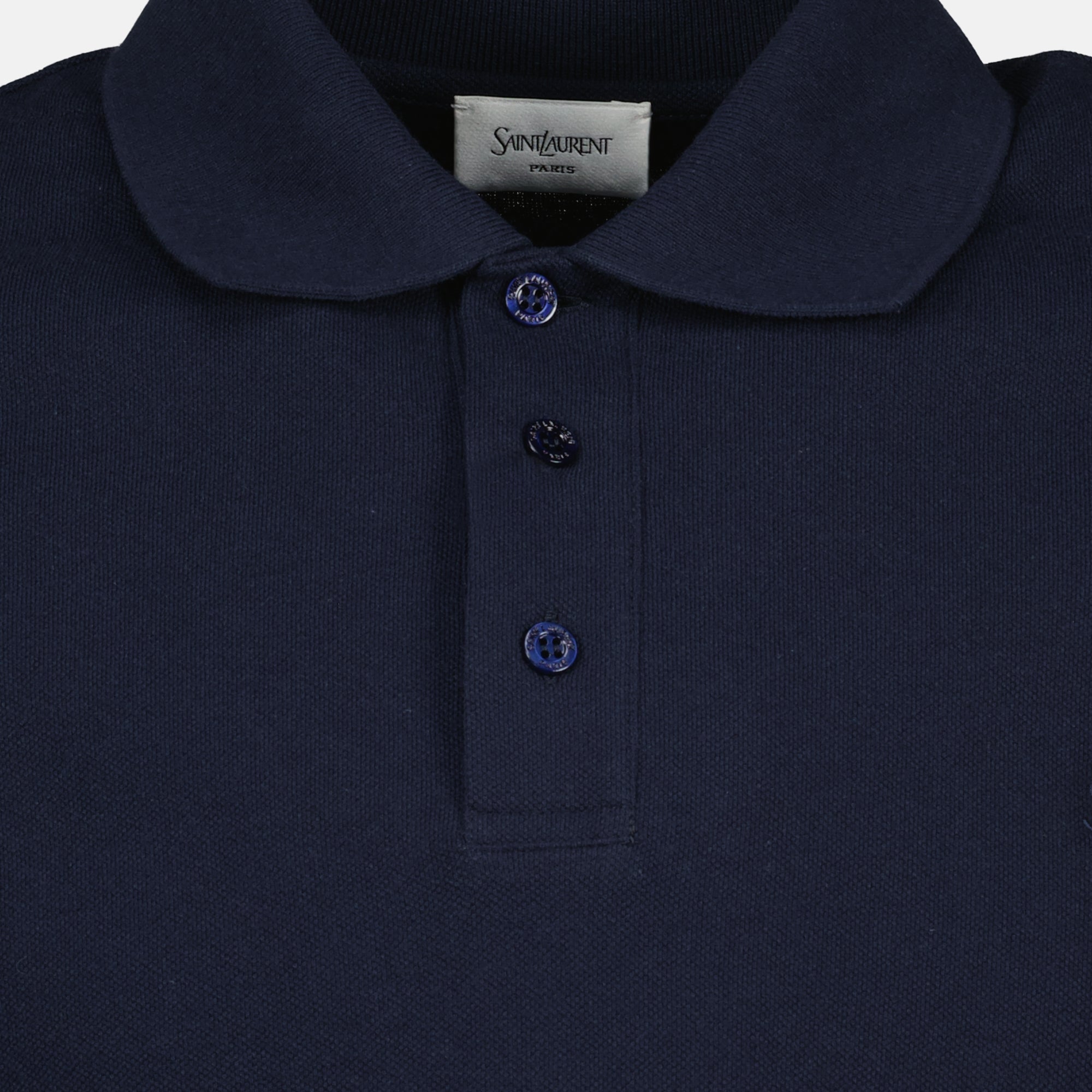 Saint Laurent polo, Cassandre polo, pique cotton polo, navy polo shirt, men's casual wear