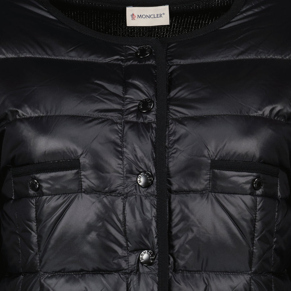 モンクレールの女性用ブラックバイマテリアルカーディガンの画像 - シーズン秋冬2025 - 詳細ビュー8