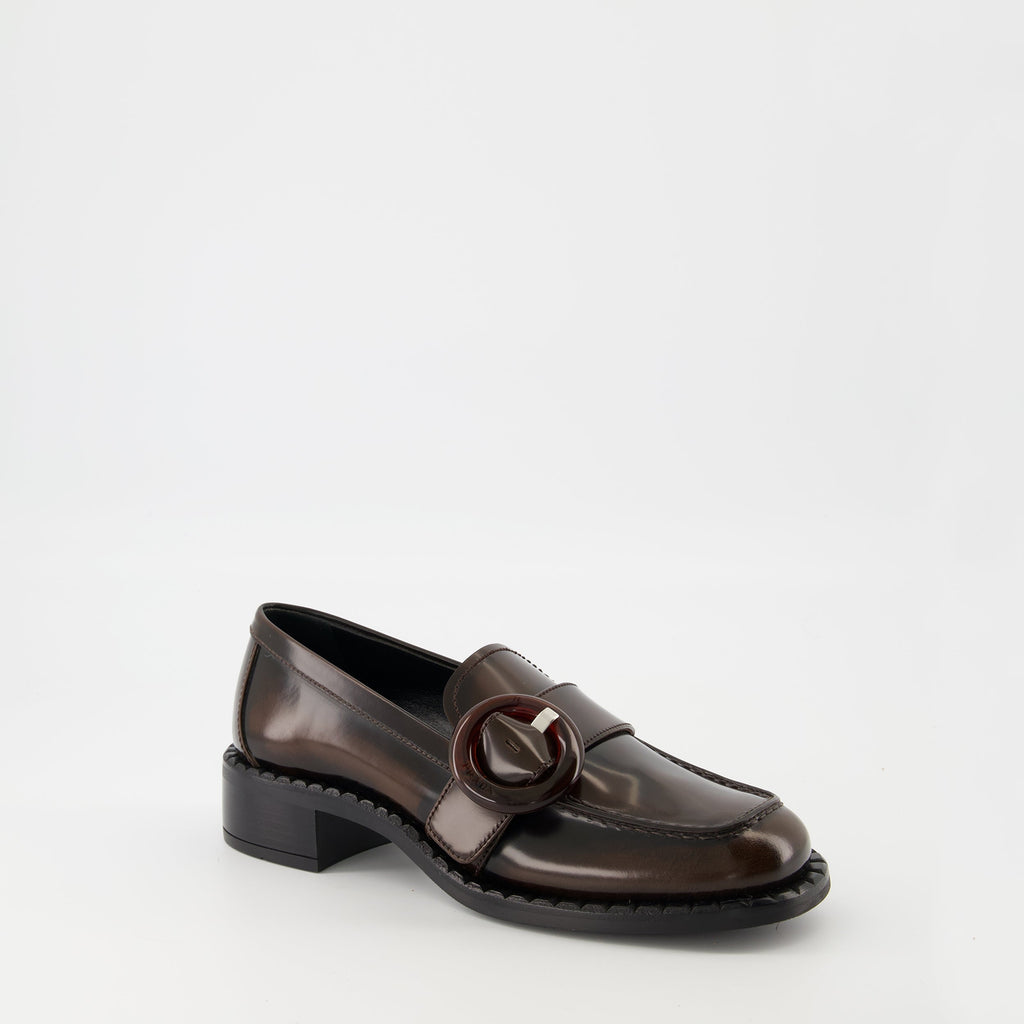 loafers, brown leather shoes, Prada loafers, comfortable footwear, elegant slip-ons