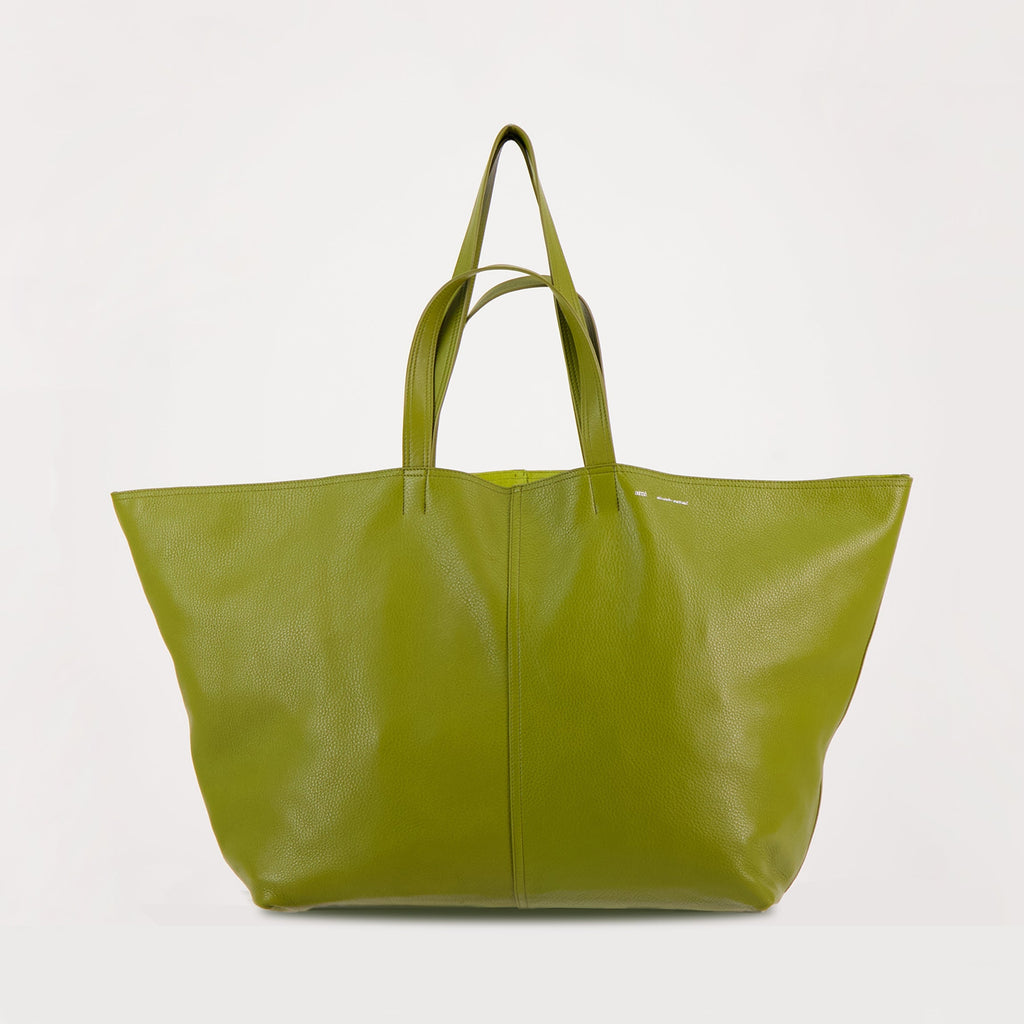 green tote bag, AMI Paris bag, unisex tote, leather handbag, stylish accessory