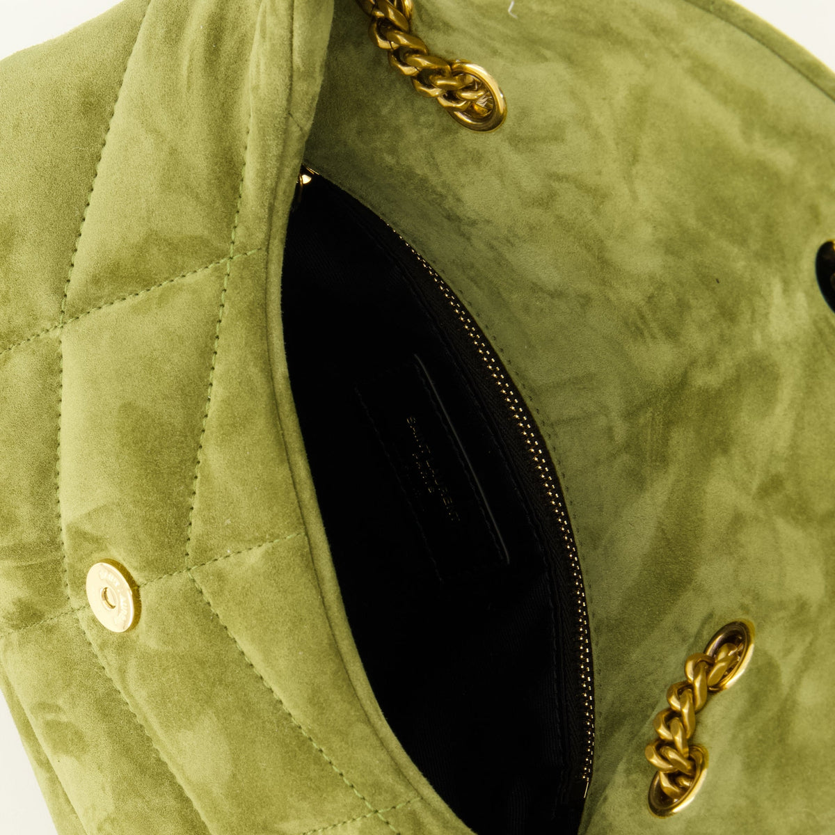 Toy Puffer Tasche aus grünem Veloursleder