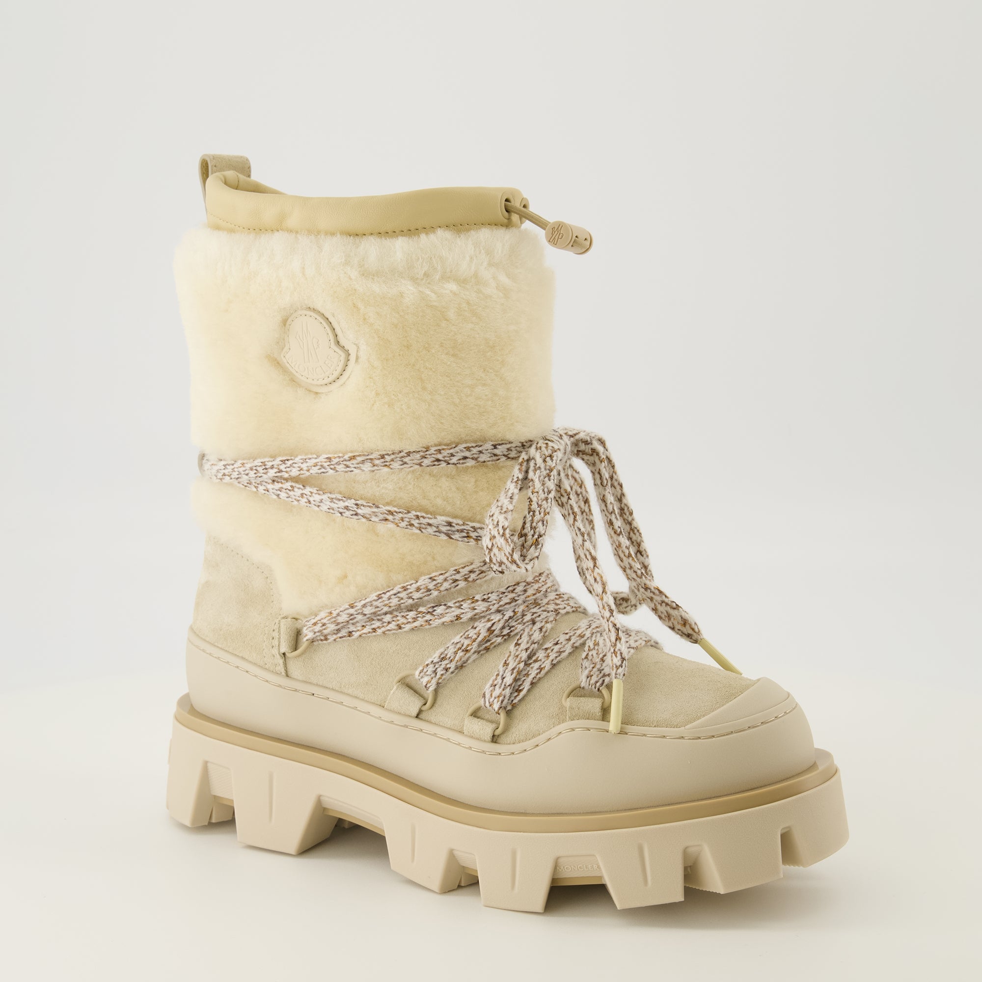 peak beige shearling boots moncler women 15618305720700