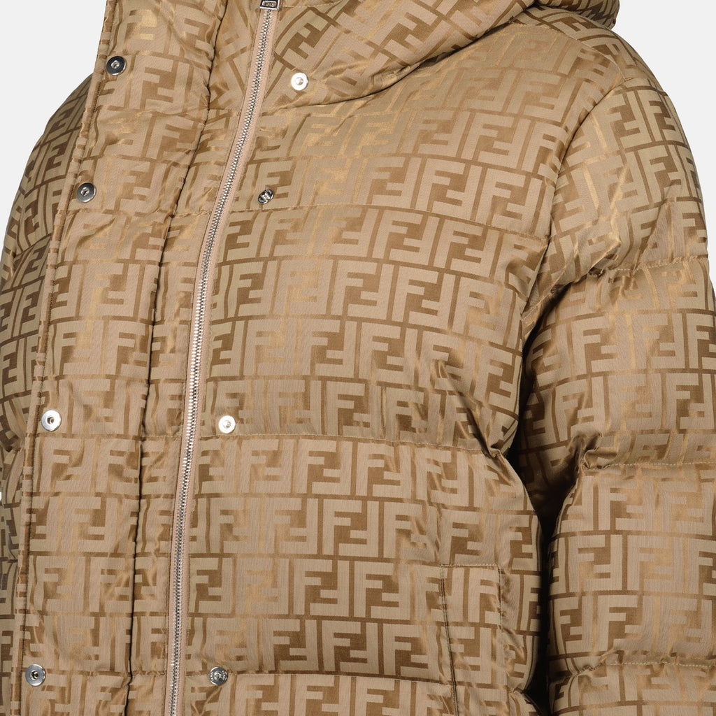 Puffer jacket, Fendi outerwear, Beige nylon, FF print jacket, Winter fashion