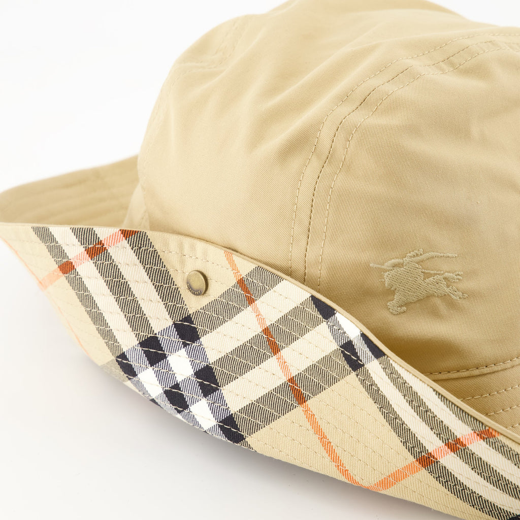 Burberry visor hat, beige check hat, cotton gabardine accessory, unisex visor cap, adjustable summer hat