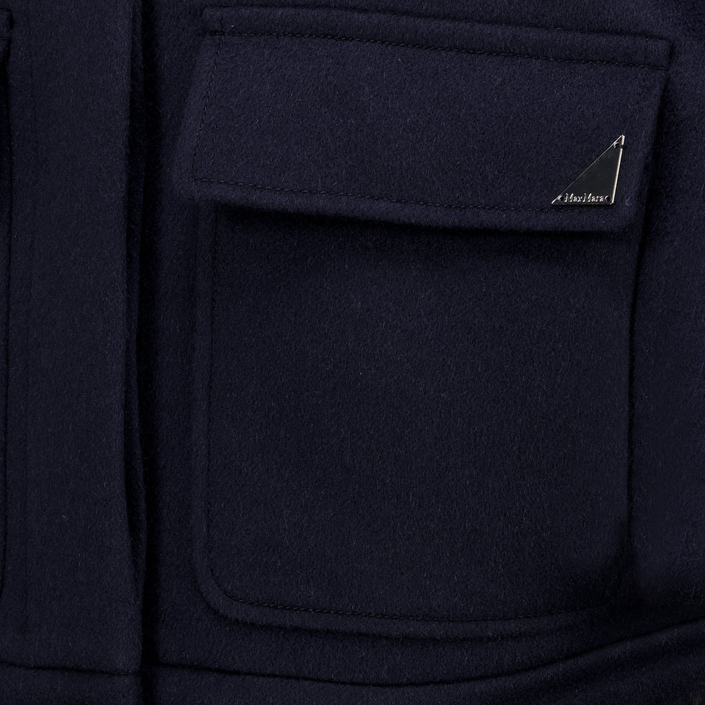 Capa ampla de caxemira azul-marinho