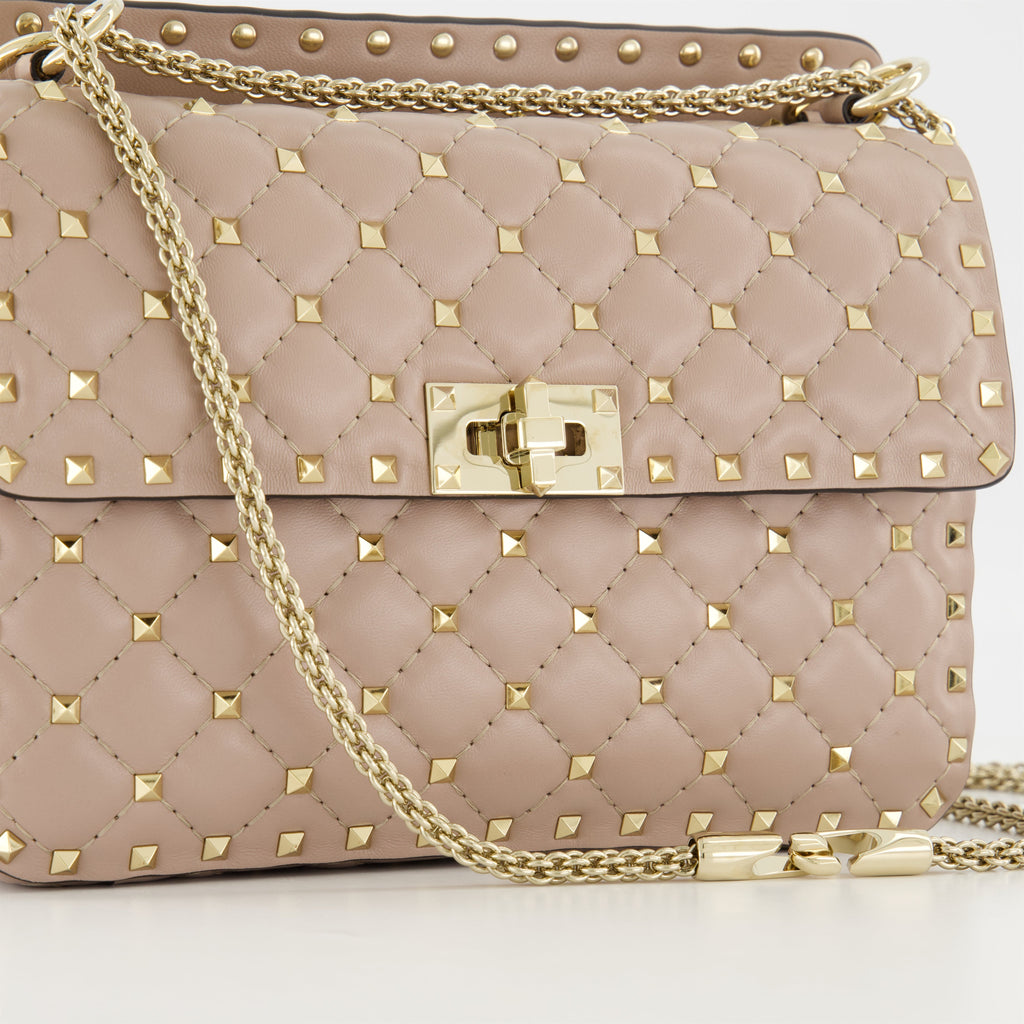 Rockstud Spike bag, Valentino Garavani, pink leather handbag, quilted design bag, luxury accessories