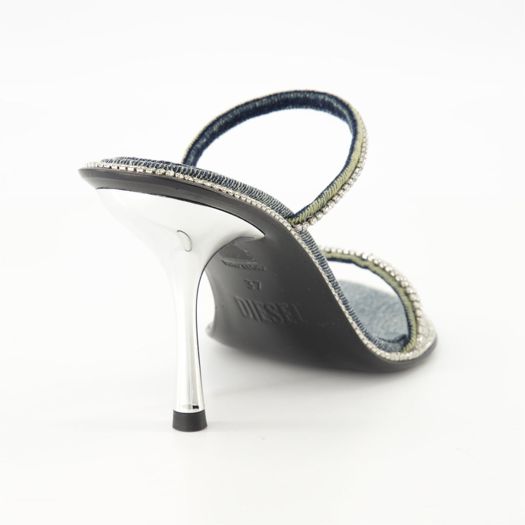 D-havanna Sdl sandals, denim sandals, blue platform sandals, crystal embellished sandals, summer footwear