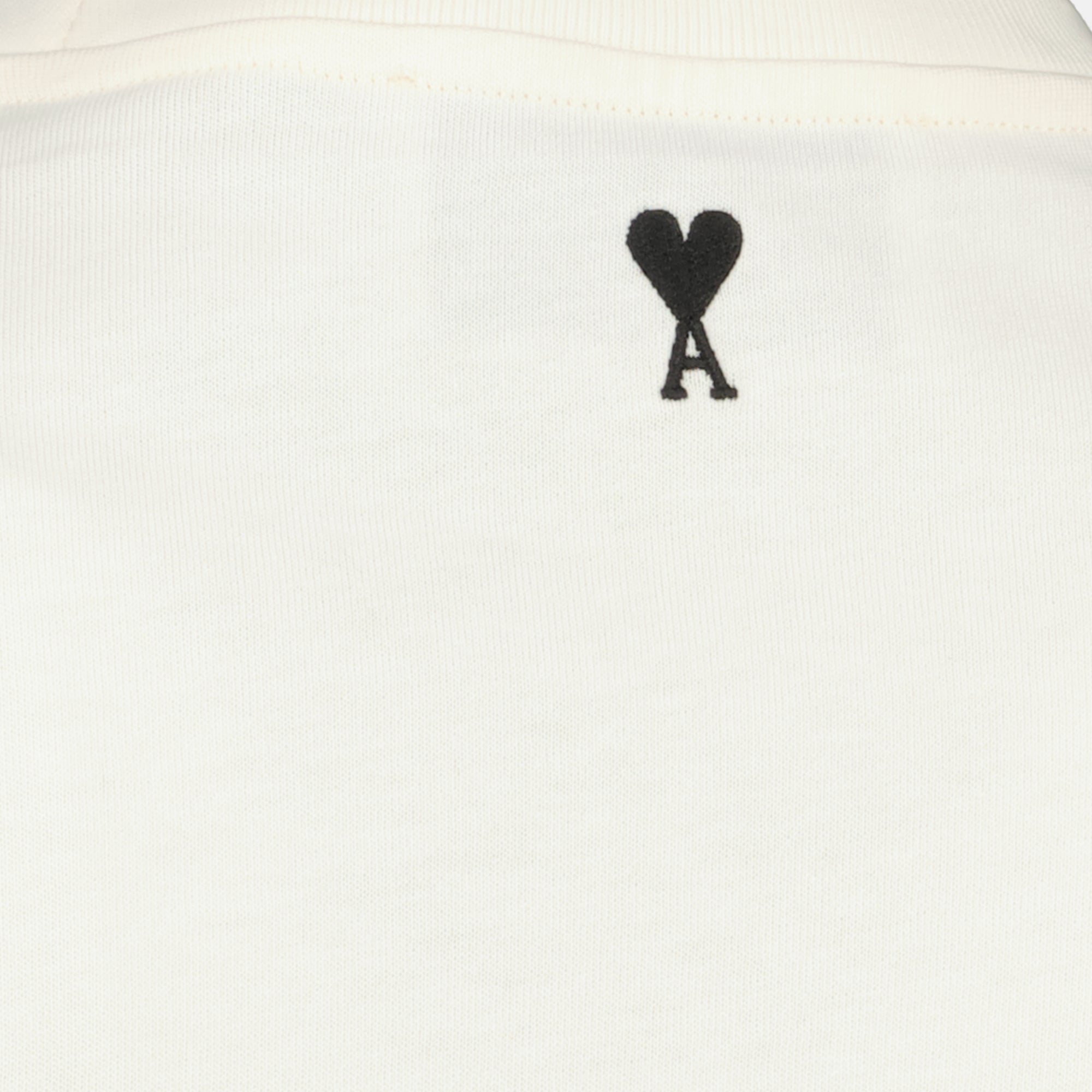 Image of White Printed T-Shirt by Ami PARIS for Unisex - Season Spring-Summer 2026 - Detail View 1
