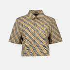 Imagen de camisa de cuadros corta de Burberry para mujeres - Temporada Primavera-Verano 2025 - Vista frontal