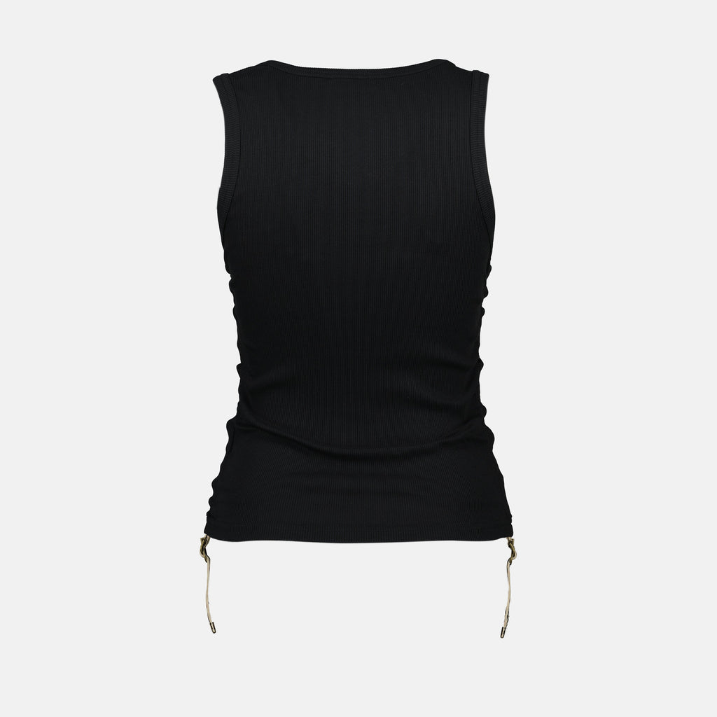 black tank top, Burberry apparel, stylish summer essential, women's fashion, cotton top