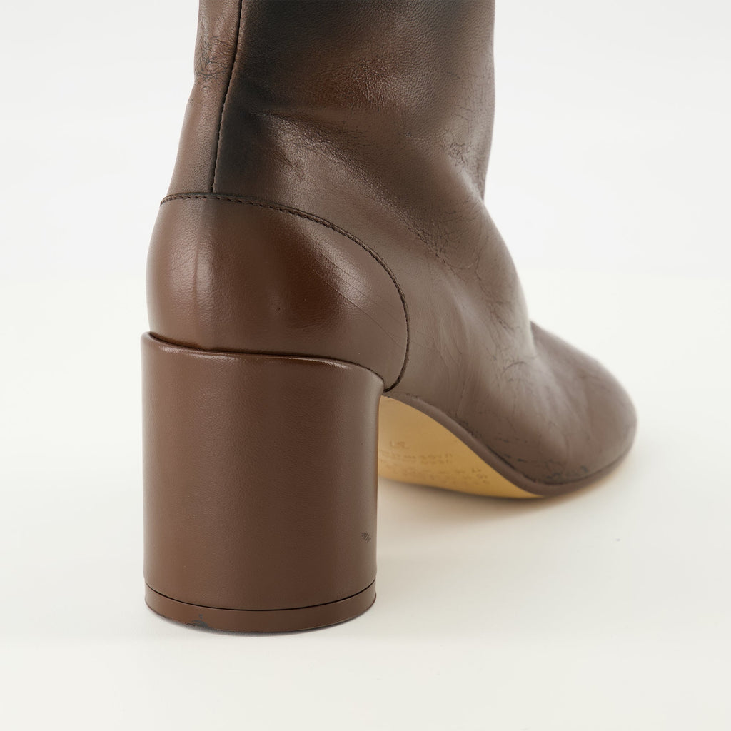 anatomic ankle boots, MM6 footwear, leather ankle boots, premium quality boots, fashionable brown boots