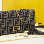 Image of Chain Denim Baguette Wallet by Fendi for Women - Season Autumn-Winter 2025 - Detail View 1