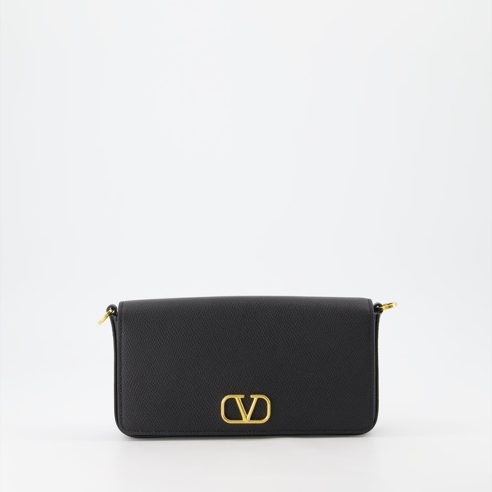 VLogo Clutch, Valentino Garavani, Black Leather Clutch, Luxury Accessories, Autumn-Winter 2024