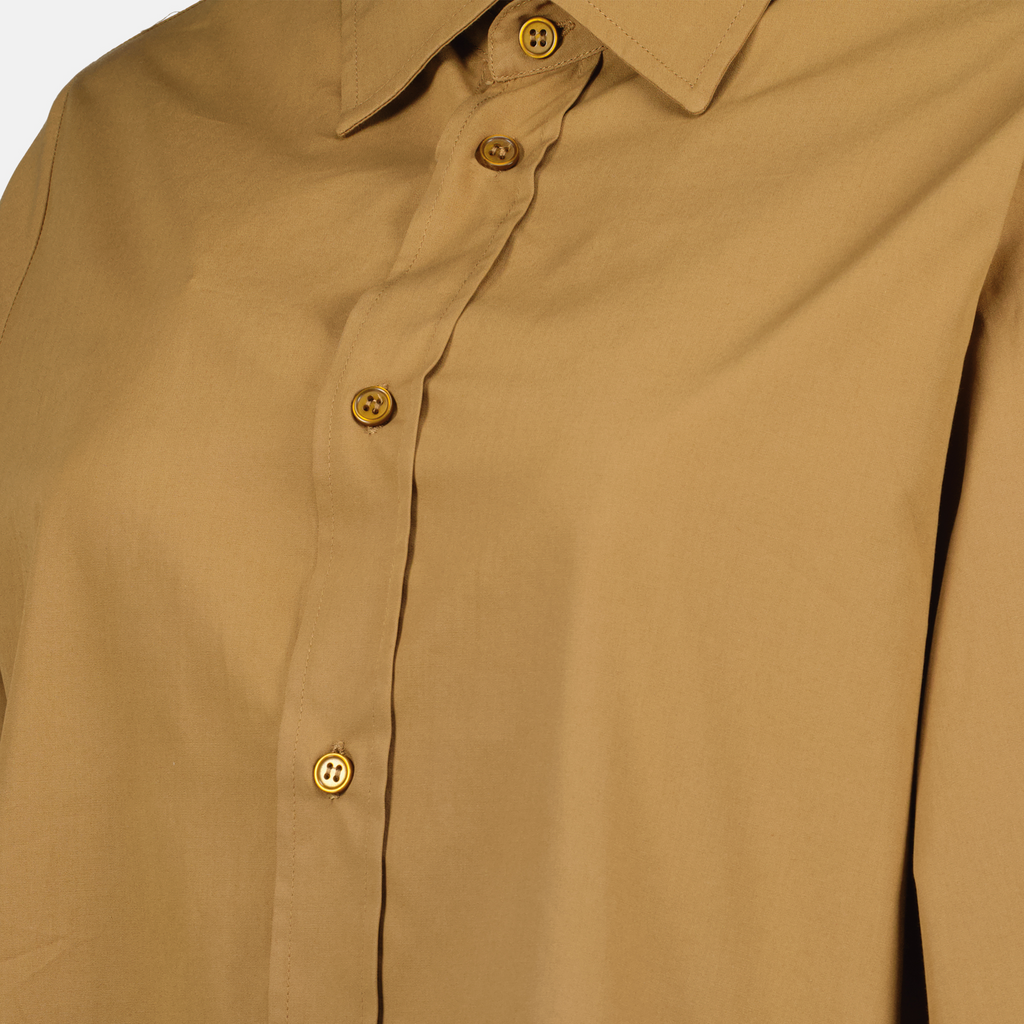 camel short shirt, MM6 cotton shirt, oversized sleeves shirt, classic collar shirt, Spring-Summer collection shirt
