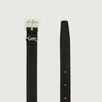 Image of Cassandre Buckle Leather Belt by Saint Laurent for Men - Season Autumn-Winter 2024 - Detail View 2