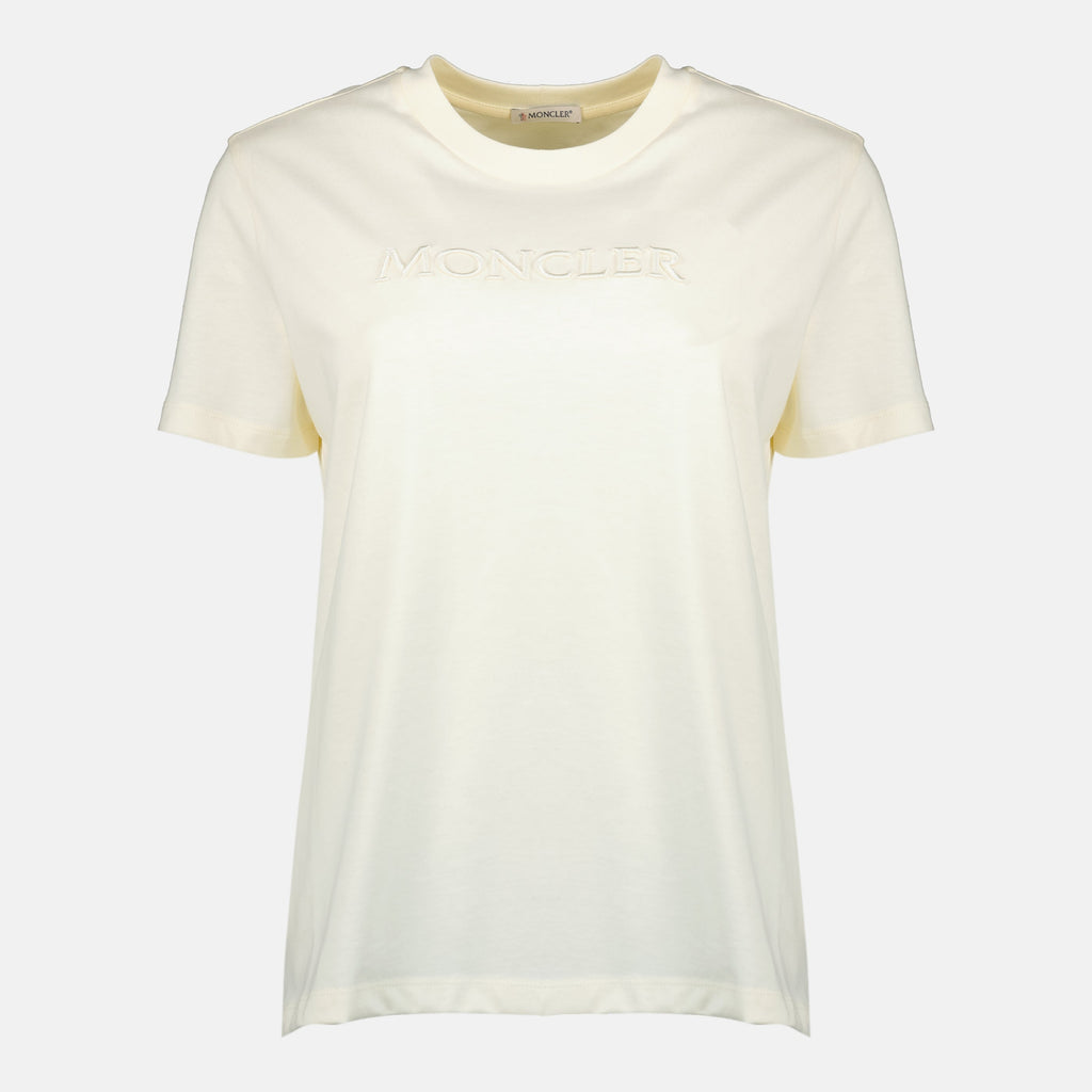 여성용 몽클레르 자수 로고 티셔츠 이미지 - 2026 봄 여름 시즌 - 앞면 보기