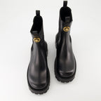 Chelsea boots, Luxury footwear, Versace boots, Autumn-Winter collection, Black leather boots