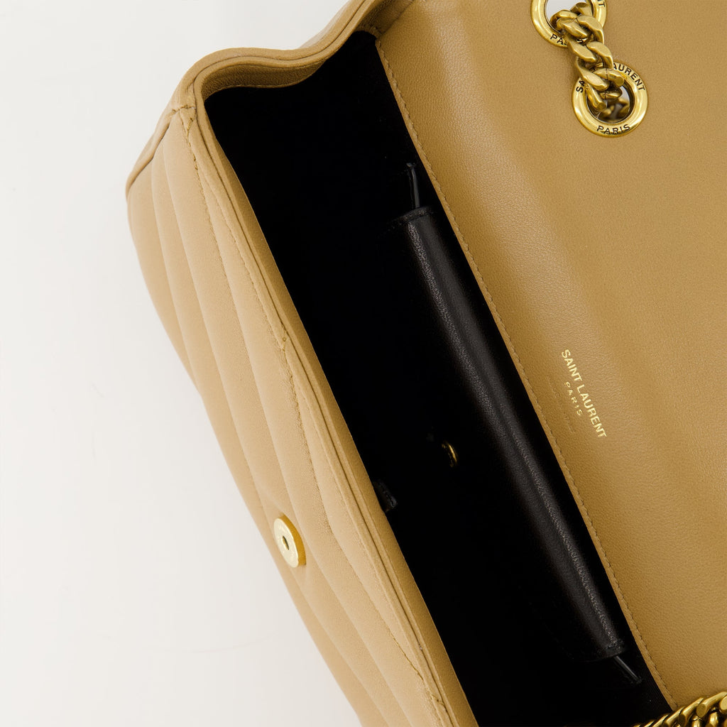 Image of Le Sac Loulou Small Beige by Saint Laurent for Women - Season Autumn-Winter 2025 - Detail View 2