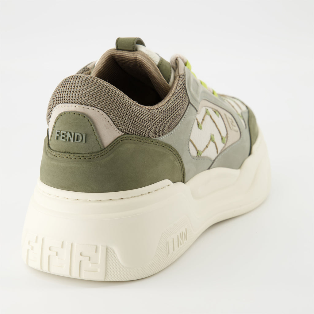 Fendi Force Sneakers, Green Sneakers, Luxury Sneakers, Grained Leather Sneakers, Summer Footwear