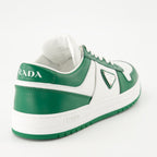 Image of White and Green Leather Downtown Sneakers by Prada for Women - Season Autumn-Winter 2024 - Back View