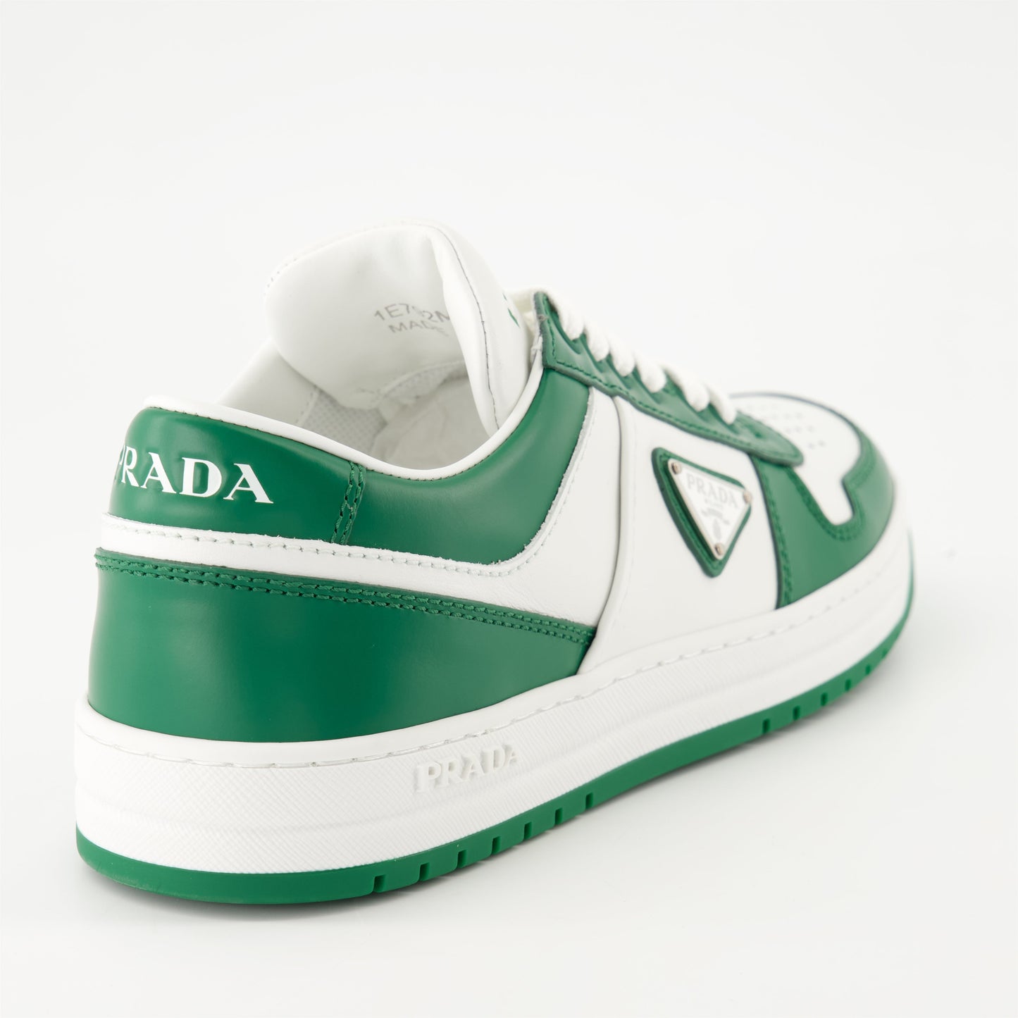 Prada sneakers, luxury sneakers, white and green leather sneakers, modern high-end footwear, Autumn-Winter 2024 collection