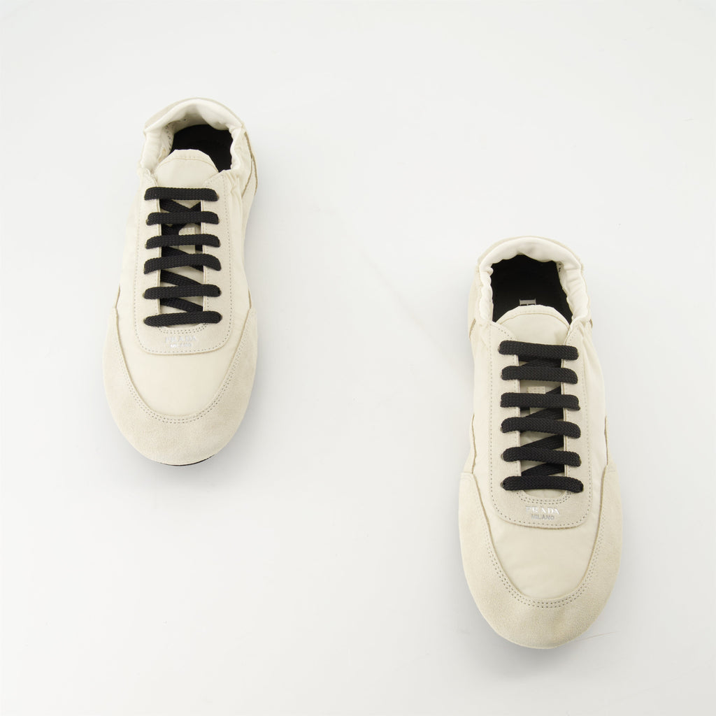 beige sneakers, Prada Collapse sneakers, Re-Nylon footwear, sustainable luxury sneakers, women's casual sneakers