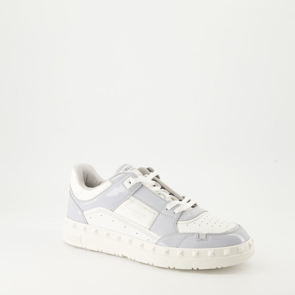 Valentino Garavani sneakers, gray and white sneakers, Freedots collection, luxury men's shoes, Autumn-Winter 2024 footwear