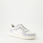 Valentino Garavani sneakers, gray and white sneakers, Freedots collection, luxury men's shoes, Autumn-Winter 2024 footwear