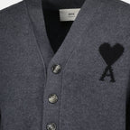 Ami de Coeur cardigan, Ami Paris, wool cardigan, dark gray cardigan, unisex sweater