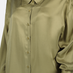 silk shirt, Iro, khaki shirt, women's fashion, elegant blouse
