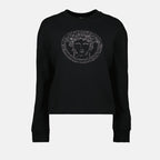 Image du Sweatshirt Medusa Strass par Versace pour Femmes - Saison Printemps-Été 2025 - Vue de face