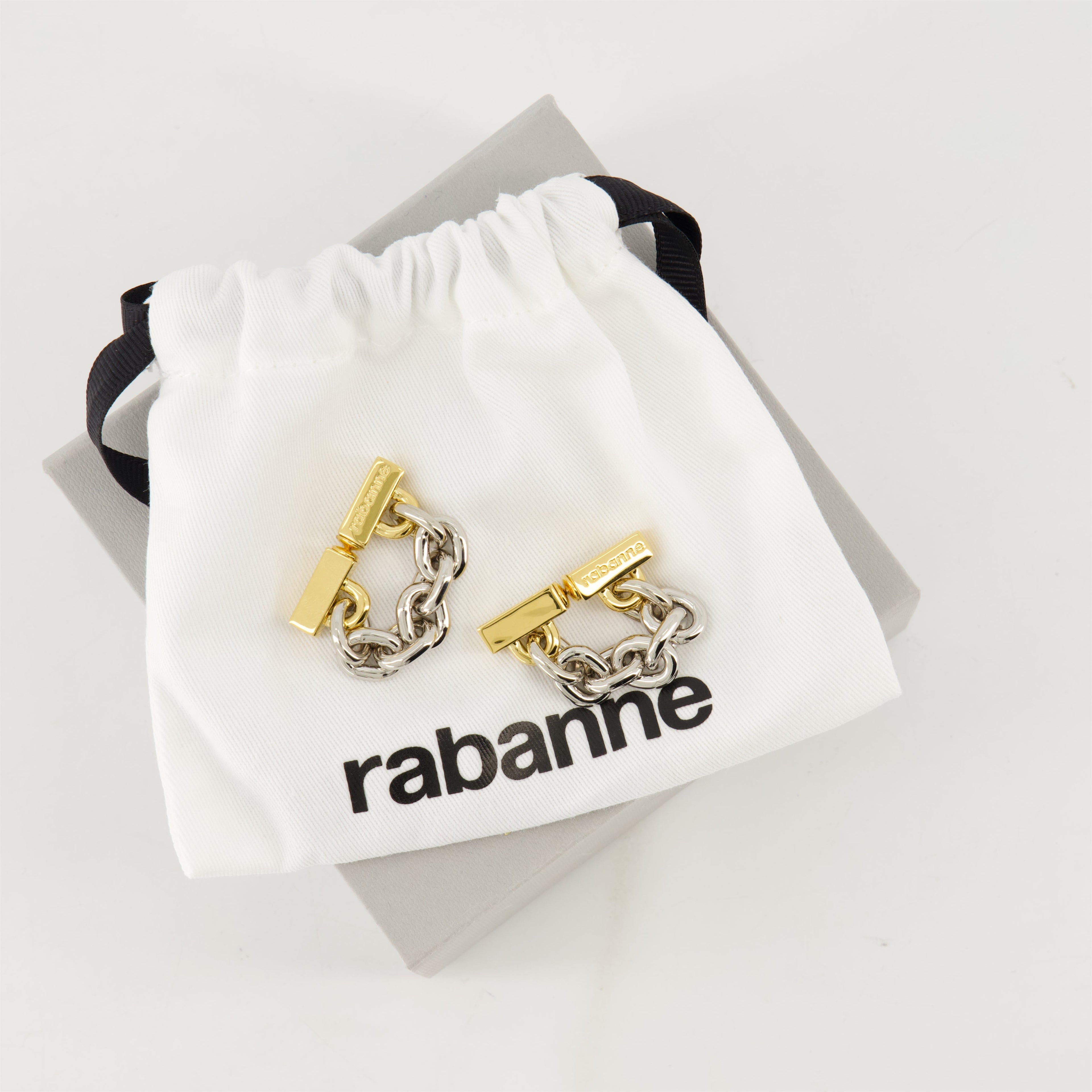 Chain Link Earrings, Rabanne Jewelry, Women's Accessories, Elegant Earrings, Modern Design