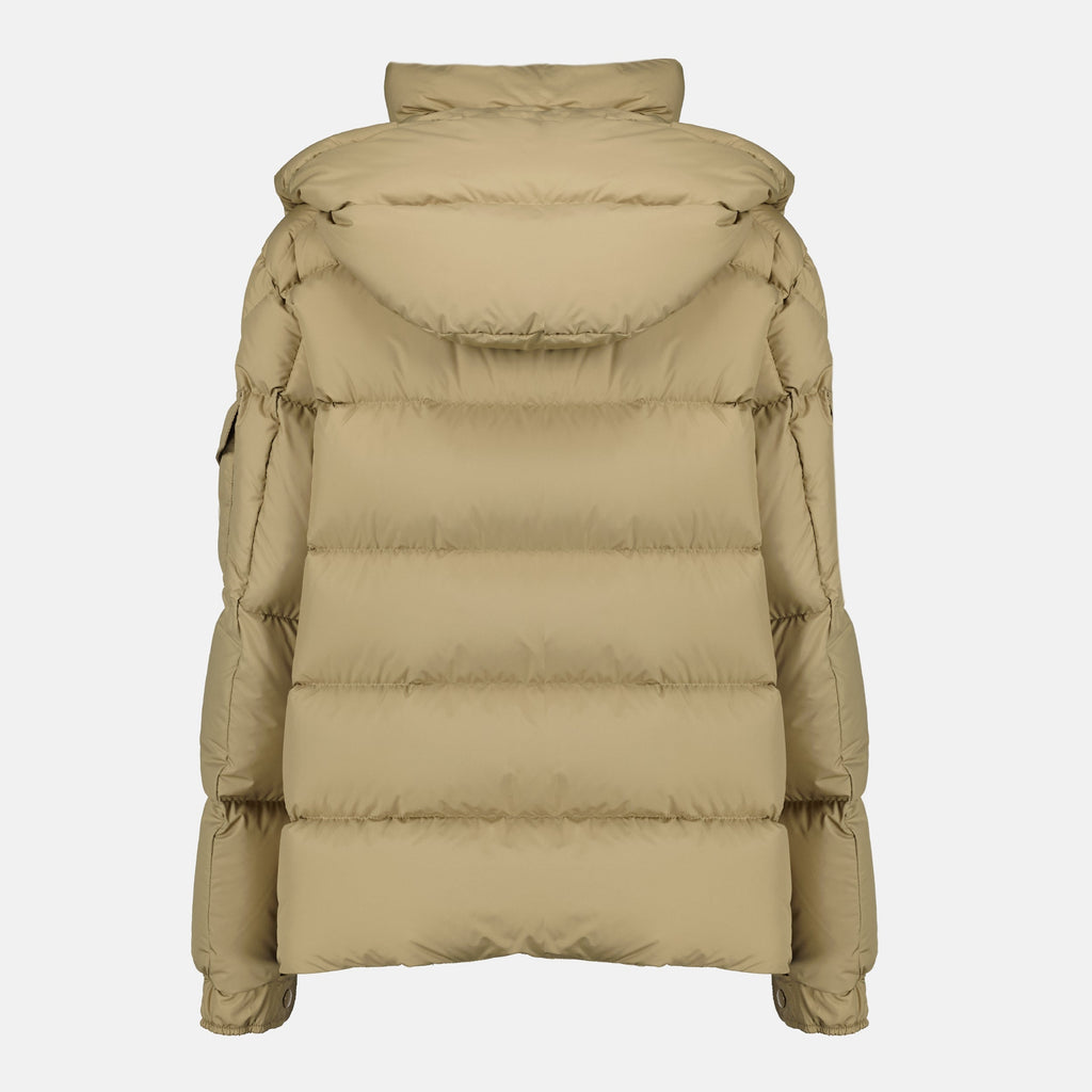 Moncler Maya 70 Jacket, beige down jacket, oversized jacket Moncler, recycled polyester jacket, Autumn-Winter 2025 collection