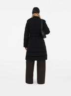 mid-length black jacket, nylon quilted jacket, Burberry Autumn-Winter 2024, polyester wool blend, long sleeve jacket