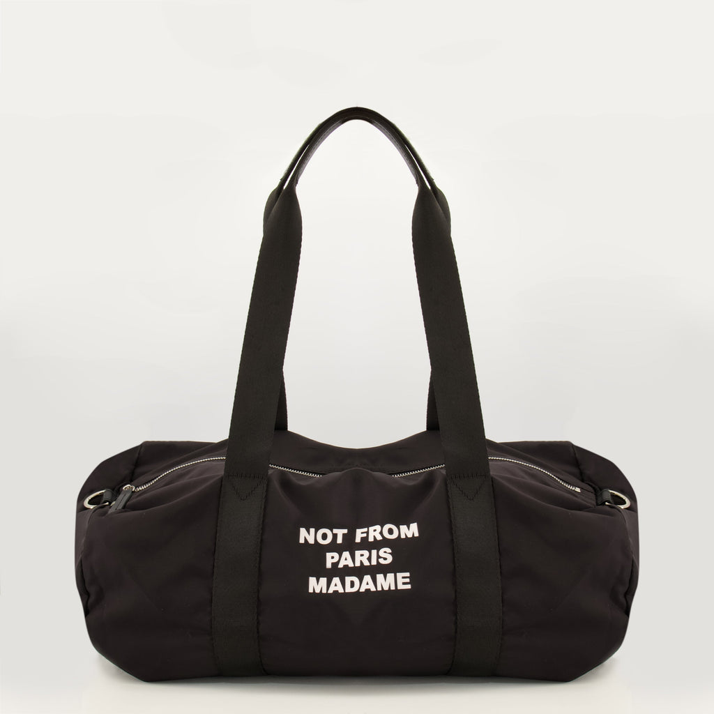 Borsone nero in nylon con slogan