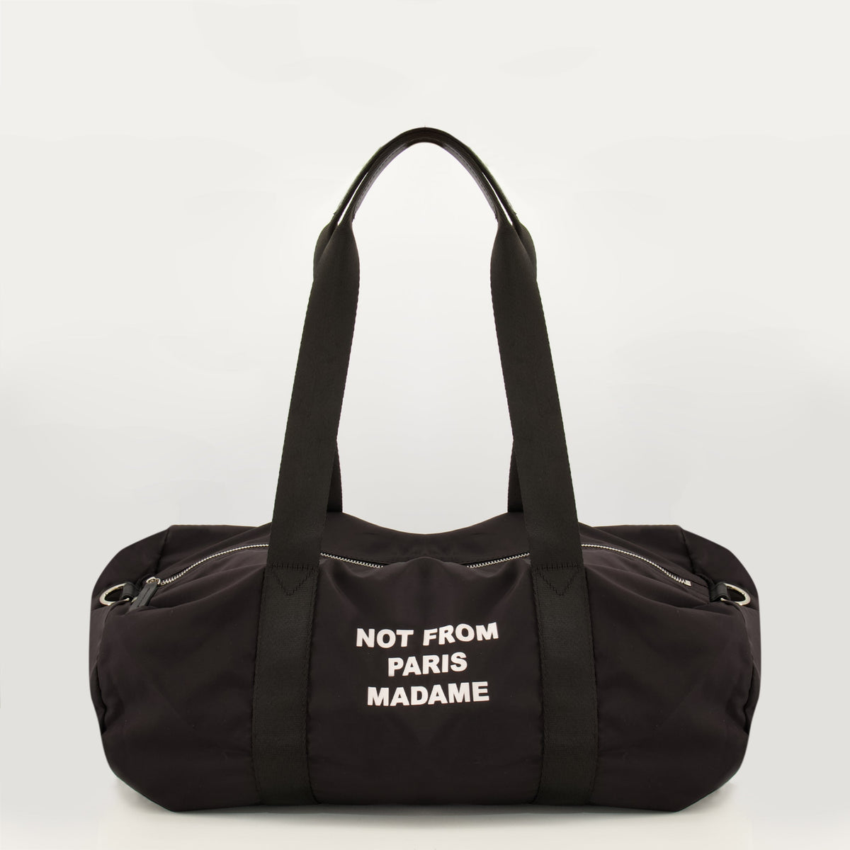 Borsone nero in nylon con slogan