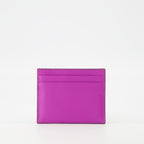 VLogo card holder, Valentino Garavani accessory, grained leather wallet, chic card case, violet leather holder