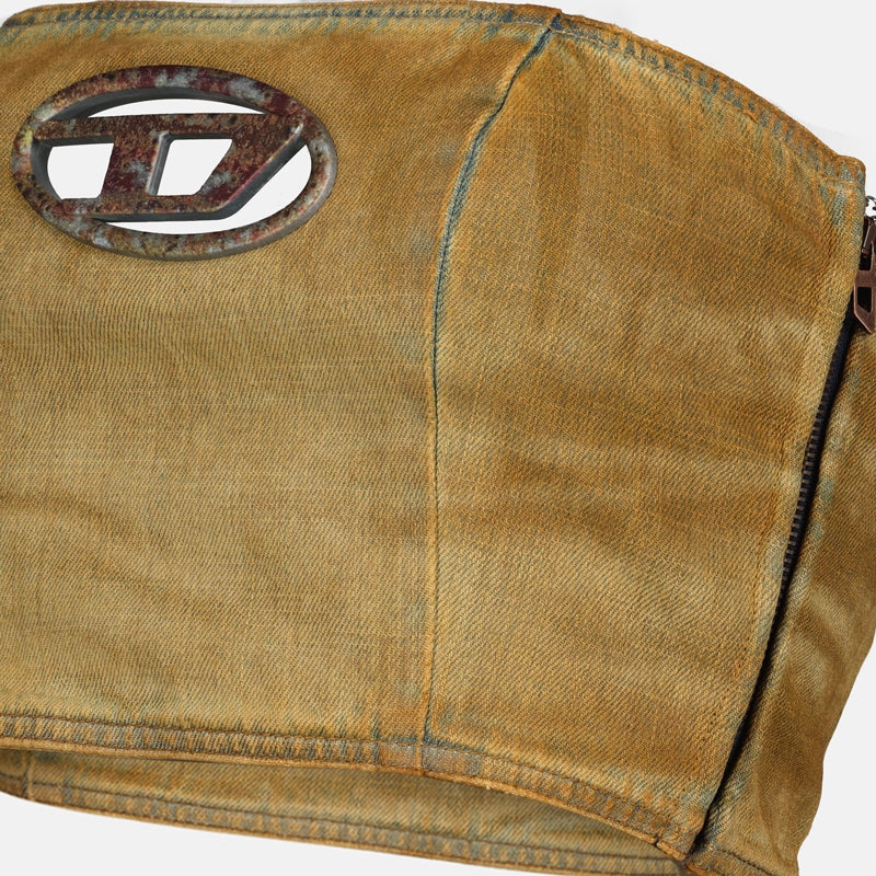 ディーゼルの女性用ブラウンデニムクロップトップの画像 - シーズン秋冬2024 - 詳細ビュー5