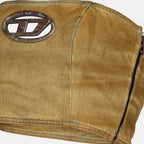 Image d'un crop top en denim brun avec un décolleté corset par Diesel pour femmes - Saison Automne-Hiver 2024 - Détail 5