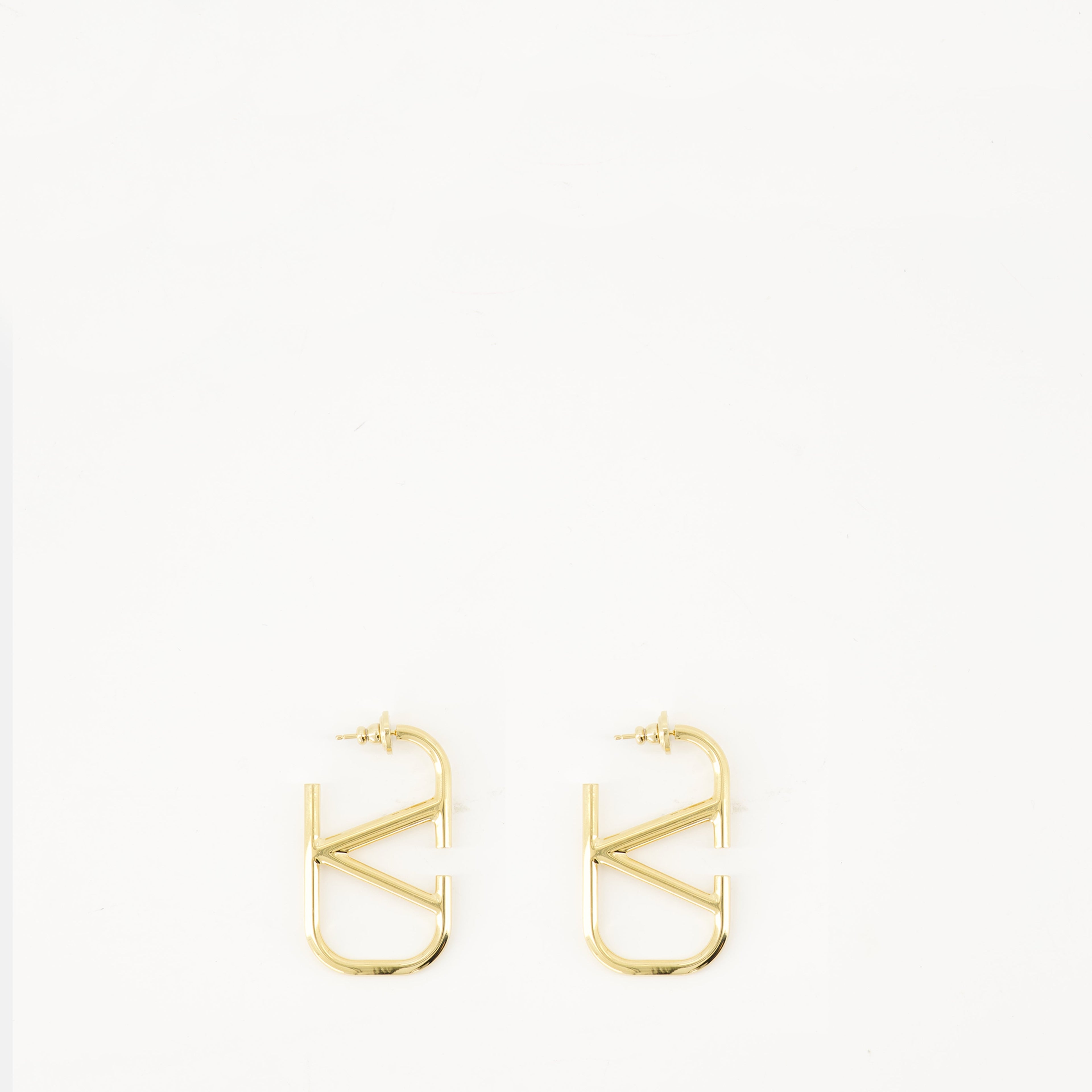 VLogo Earrings, Valentino Garavani, gold earrings, butterfly clasp, metal accessories