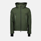 Balmhorn jacket, green nylon jacket, Moncler outerwear, tricolor details, adjustable hood