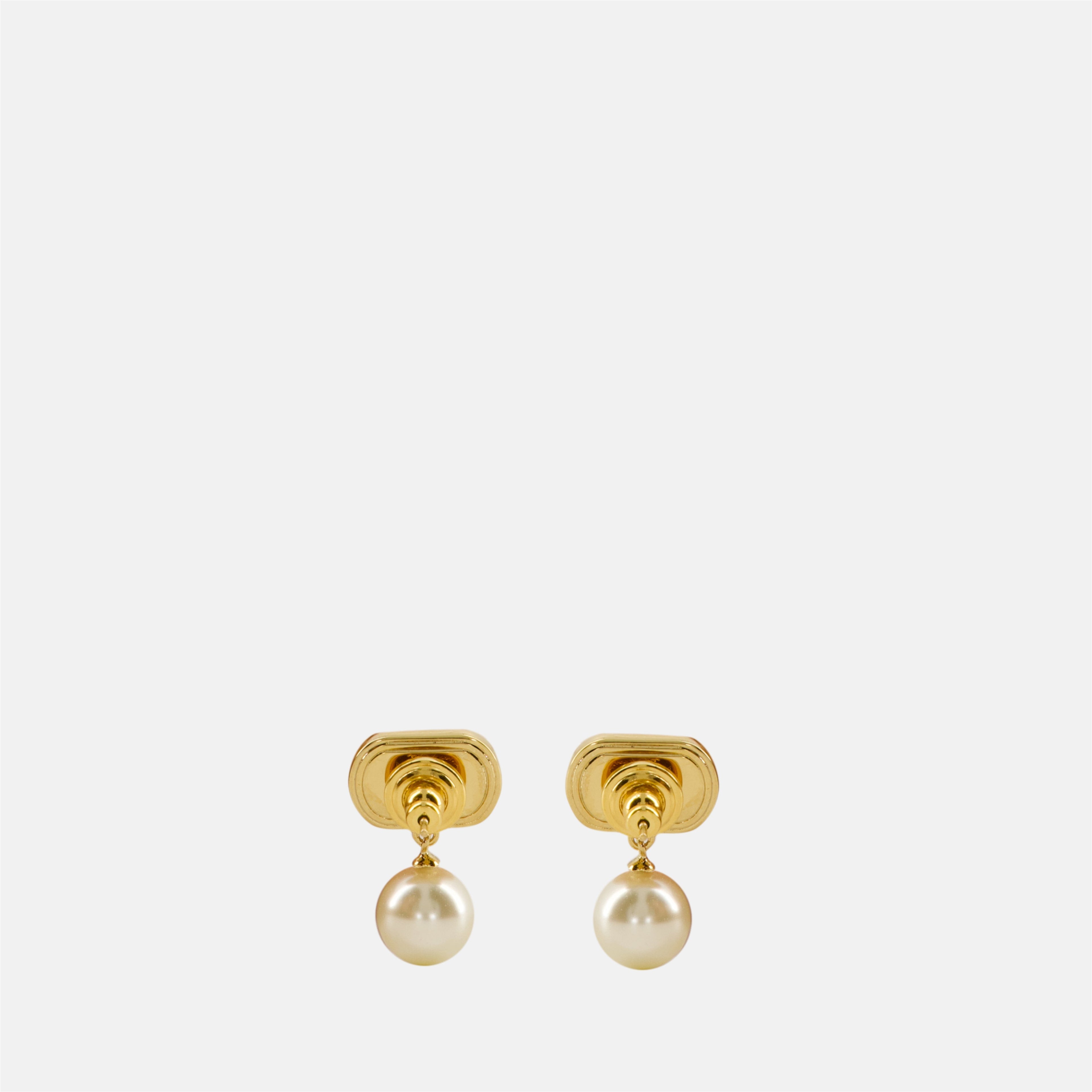 Valentino VLogo earrings, gold pearl earrings, Swarovski earrings, metal earrings, designer accessories