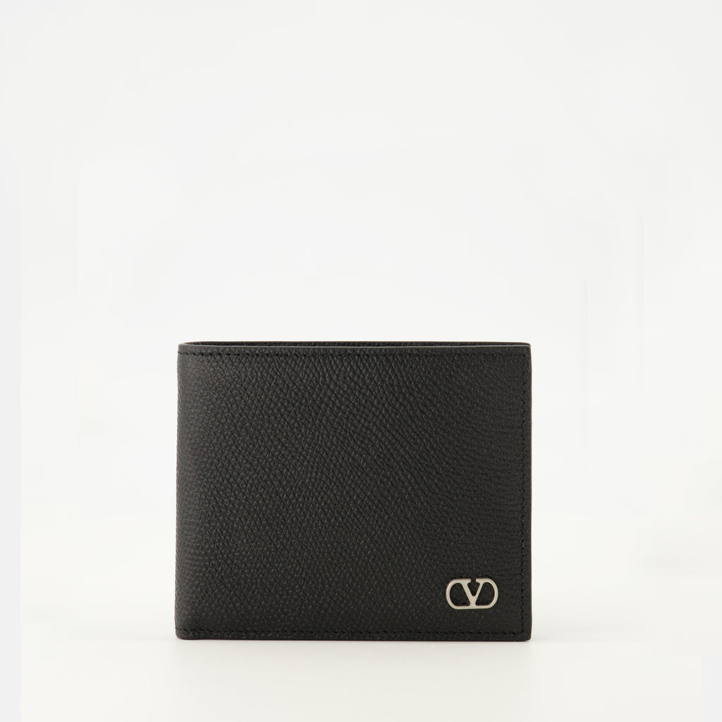 VLogo wallet, Valentino Garavani wallet, grained calf leather wallet, black wallet, luxury accessories