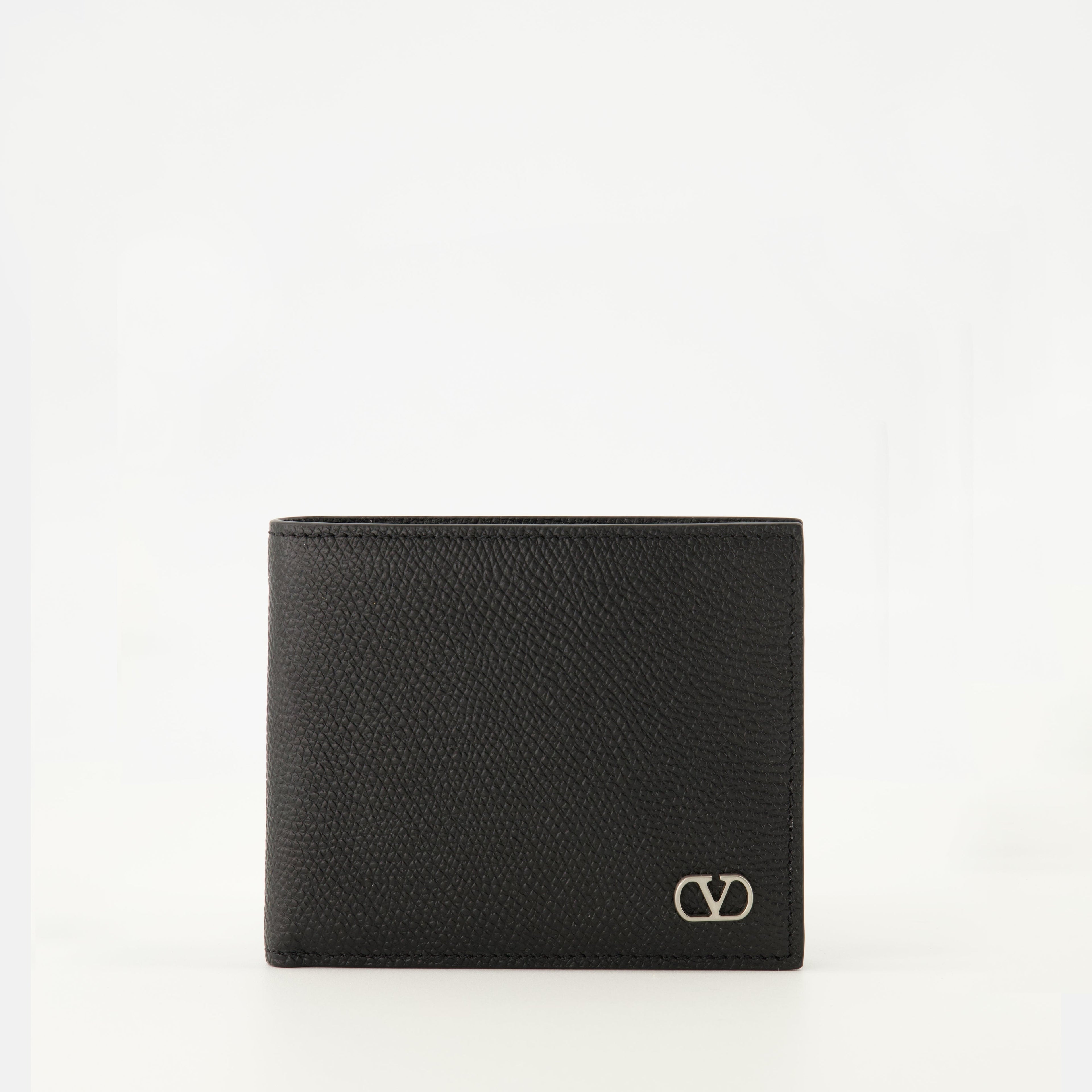 VLogo wallet, Valentino Garavani wallet, grained calf leather wallet, black wallet, luxury accessories