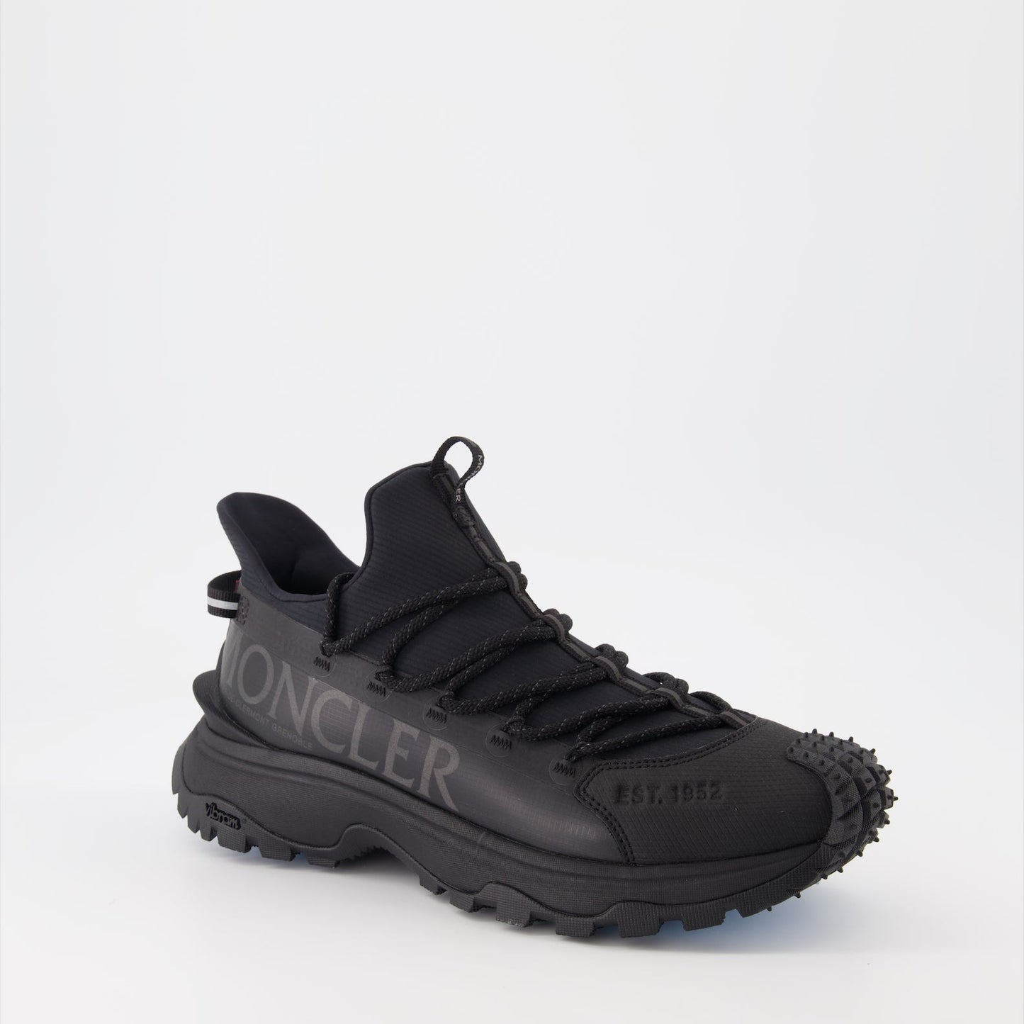 luxury sneakers, Moncler Trailgrip Lite 2, ripstop stretch, black sneakers, high-end footwear