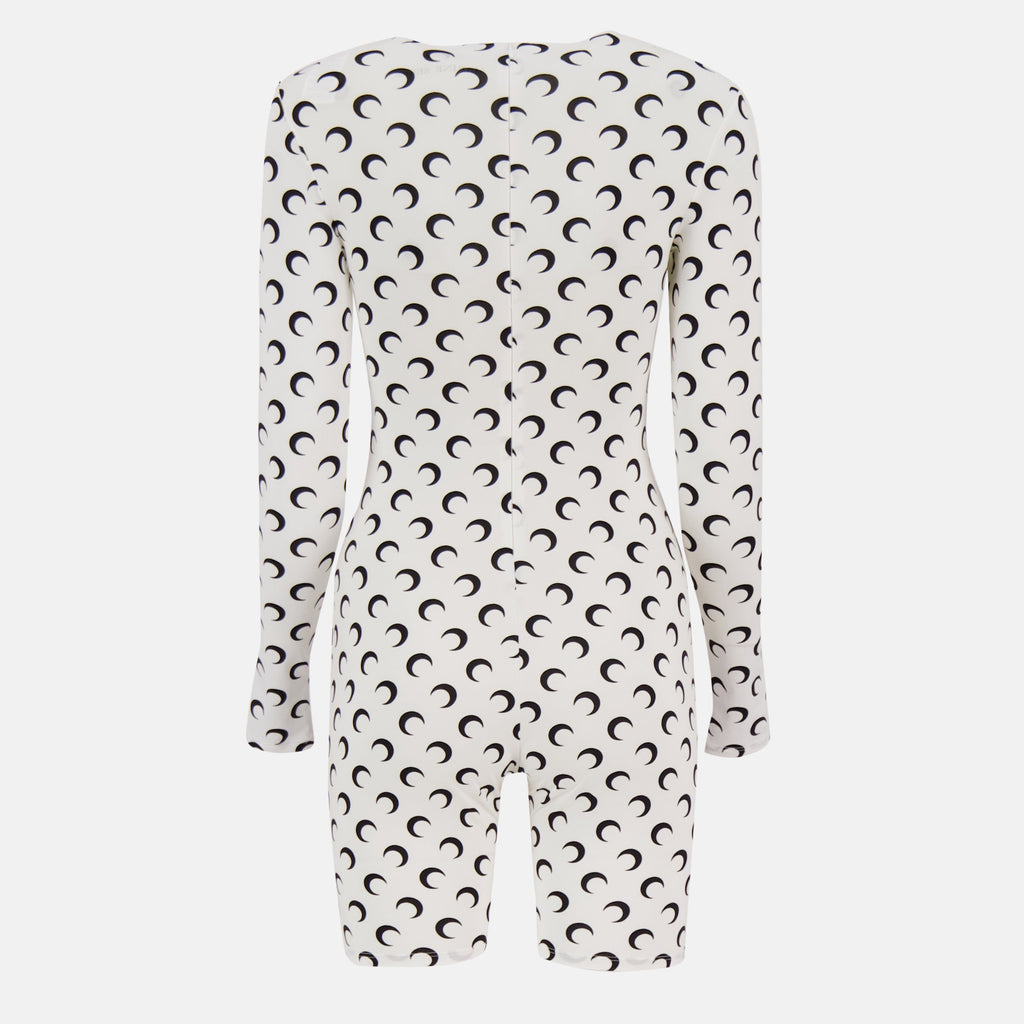 short jumpsuit, Marine Serre, Moon print, Autumn-Winter 2025, polyamide garment
